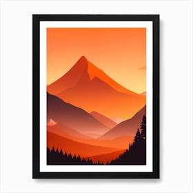 Misty Mountains Vertical Composition In Orange Tone 107 Art Print