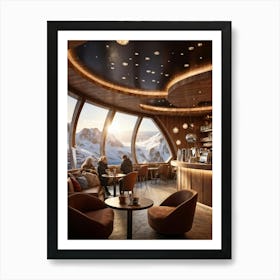 Nordic Style Coffee Shop Interior Warm Wooden Textures Eco Friendly Materials Cradling The Galact Art Print