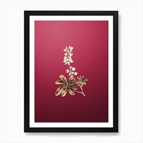 Gold Botanical Half Shrubby Lupine Flower on Viva Magenta n.0971 Art Print