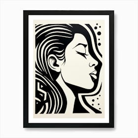 Profile Of Face Linocut Inspired  3 Art Print