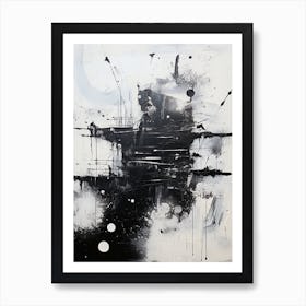 Cosmic Symphony Abstract Black And White 7 Art Print