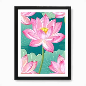 Lotus Flower Seamless Pattern 1 Art Print