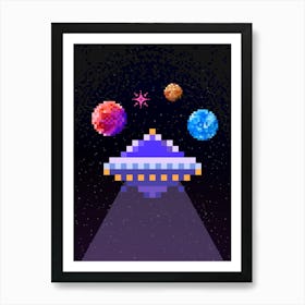 Pixel Spaceship Art Print