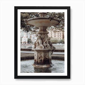 Water Fountain Statue, Colour St Sebastian, Spain Art Print