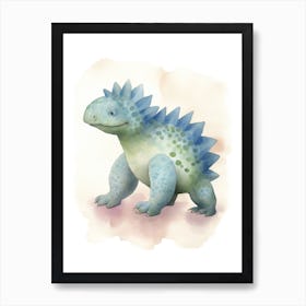 Baby Ankylosaurus Dinosaur Watercolour Illustration 2 Art Print