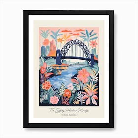 The Sydney Harbour Bridge   Sydney, Australia   Cute Botanical Illustration Travel 1 Poster Art Print