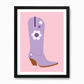 Cowboy Boot | 06 - Pink And Purple Art Print