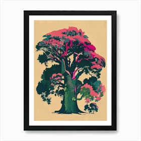 Yew Tree Colourful Illustration 4 Art Print