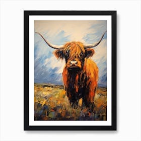 Brushstroke Impasto Style Of Chestnut Highland Cow Art Print