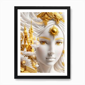 Golden Girl With Castle Art Print