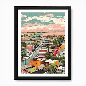 New Dorp New York Colourful Silkscreen Illustration 3 Art Print