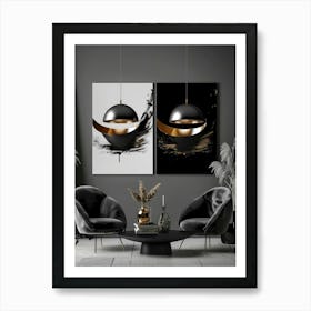 Abstract Black And Gold 12 Art Print