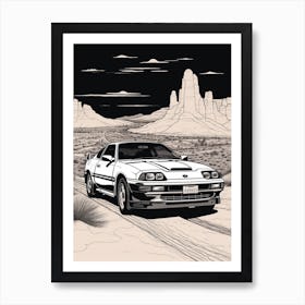 Toyota Supra Desert Drawing 2 Art Print