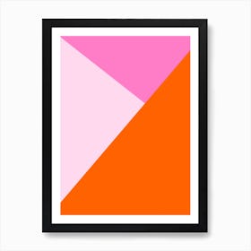 Abstract Colour Block Pink and Orange Art Print