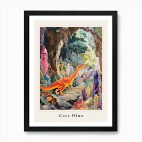 Colourful Dinosaur In A Crystal Cave 2 Poster Art Print