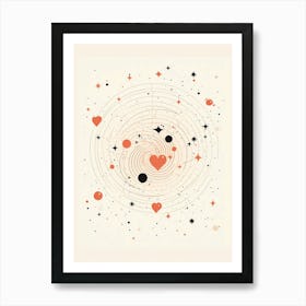 Swirl Beige Black & Copper Zodiac Heart 1 Art Print