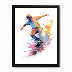 Skateboarding In Oslo, Norway Gradient Illustration 3 Art Print