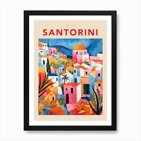 Santorini Greece 3 Fauvist Travel Poster Art Print