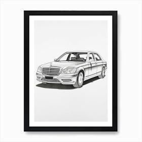 Mercedes Benz S Class Line Drawing 11 Art Print