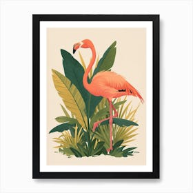 Chilean Flamingo Heliconia Minimalist Illustration 3 Art Print