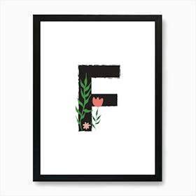 Bedroom Decor White Floral Letters Grey 06 Art Print