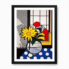 Aster Flower Still Life  2 Pop Art Style Art Print