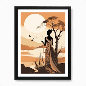 African Woman In Silhouette Art Print