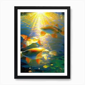 Kawarimono Matsuba Koi Fish Monet Style Classic Painting Art Print