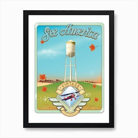 See America Vintage Water Tower travel Art Print