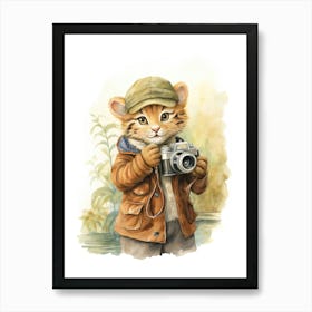 Tiger Illustration Photographing Watercolour 1 Art Print