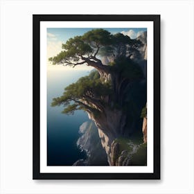 Gigantic Thousand Year Old Tree Perched On A Cliff S Edge Art Print