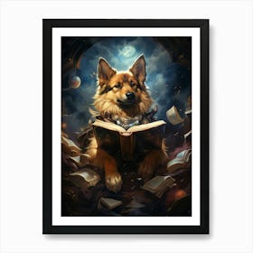 Wolfdog Reading A Book Art Print