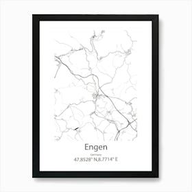 Engen,Germany Minimalist Map Art Print