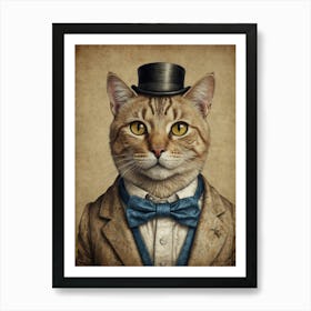 Cat In Top Hat 5 Art Print