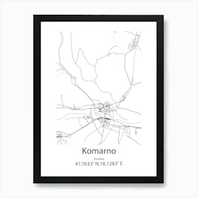 Komarno,Slovakia Minimalist Map Art Print