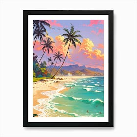 Tropical Beach At Sunset Art Print