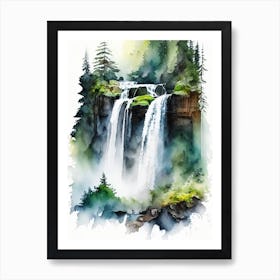 Silver Falls State Park Waterfall, United States Water Colour  (2) Art Print