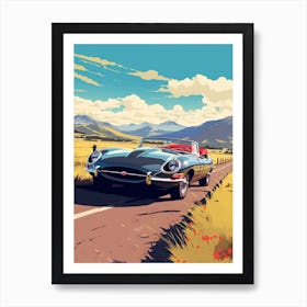 A Jaguar E Type In The Andean Crossing Patagonia Illustration 4 Art Print