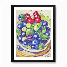 Cherry Vintage Sketch Fruit Art Print