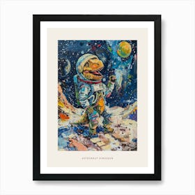 Dinosaur As An Astronaut Painting Poster Art Print