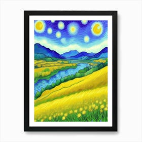 Mountain Starry Night Poster