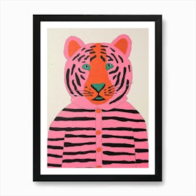 Pink Polka Dot Bengal Tiger 1 Art Print