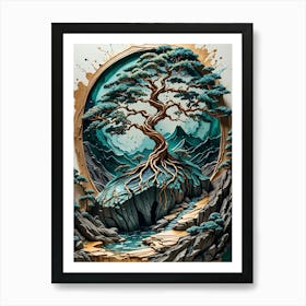 Golden Tree of Harmony 1 Art Print