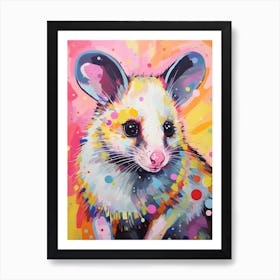  A Posing Possum Vibrant Paint Splash 1 Art Print