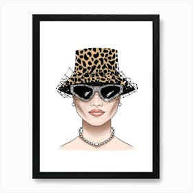 Fashion Woman In Leopard Hat illustration Art Print