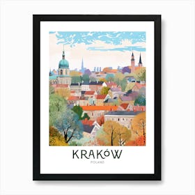 Krakow, Poland Maximalist Travel Poster Vibrant Colour  Art Print