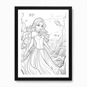 The Ocean S Surface (The Little Mermaid) Fantasy Inspired Line Art 2 Art Print