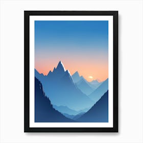 Misty Mountains Vertical Composition In Blue Tone 19 Art Print