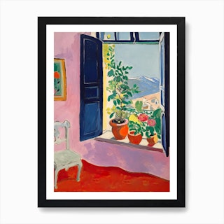 Open Window With Mountains Art Print