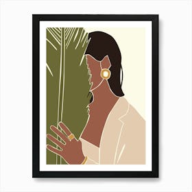 Woman Hand Drawing Boho Minimalist Pastel Colors 15 Art Print